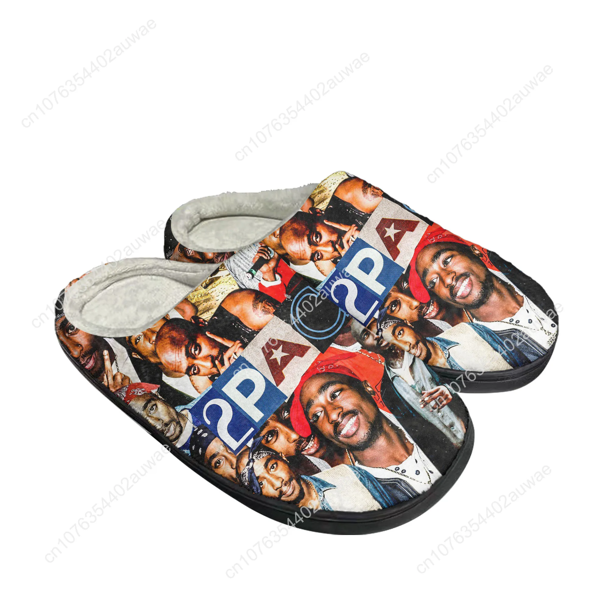

2Pac Tupac Rap Home Cotton Slippers High Quality Mens Womens Youth Boy Girl Plush Bedroom Keep Warm Shoes Custom Thermal Slipper