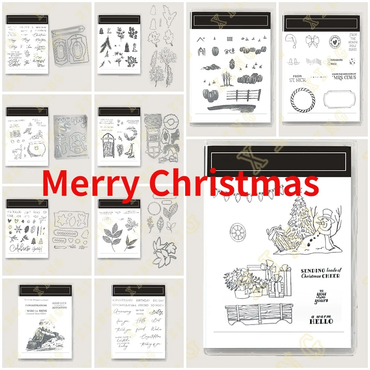 Merry Christmas Tree Snowman Metal Cutting Dies Stamps Scrapbook Diary Decoration Embossing Cut Dies Template DIY Greeting Card