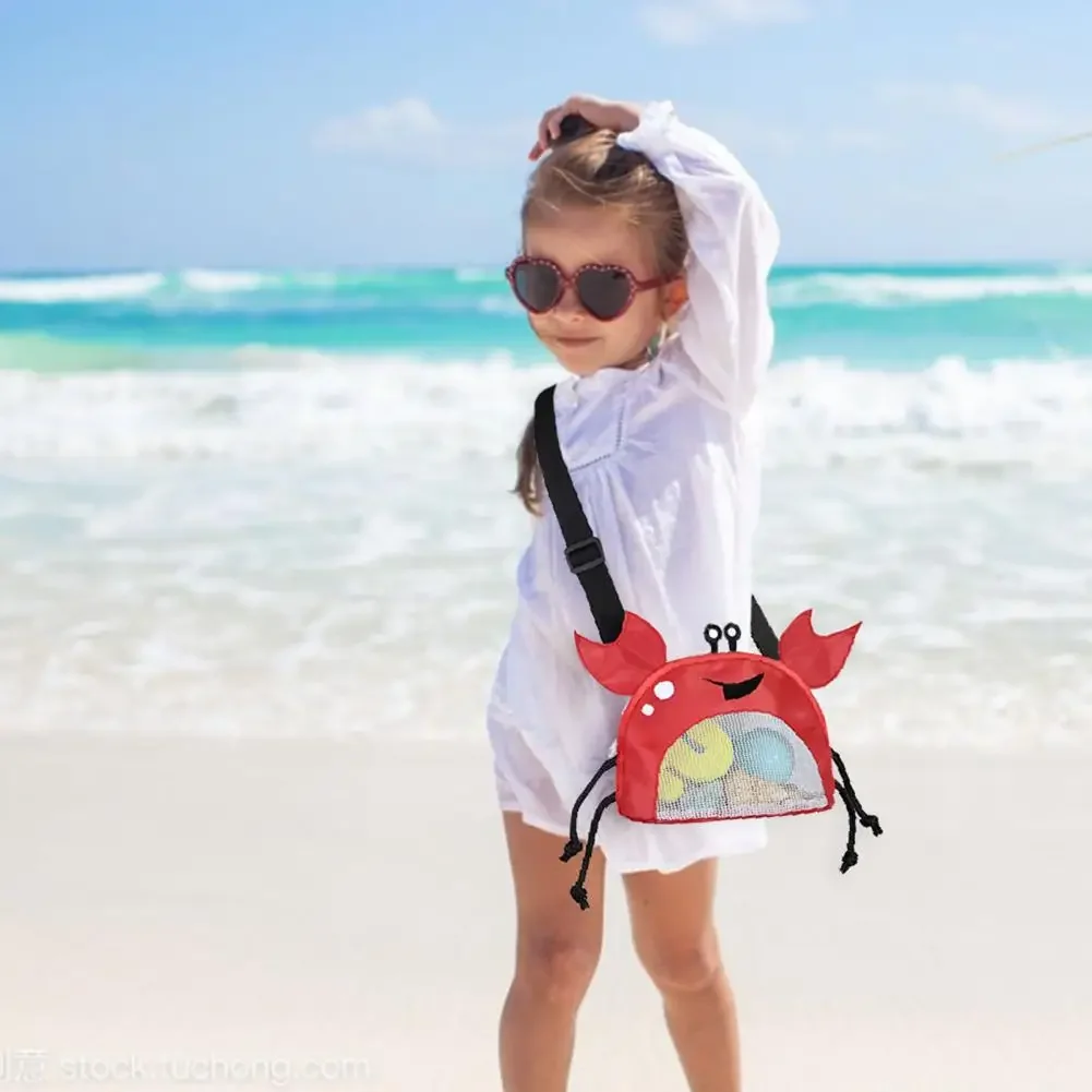 Children's Beach Bag New Toy Bag Big Crab Dinosaur Outdoor Shell Color Mesh Shell Bag Beach Toy Storage Backpack 4