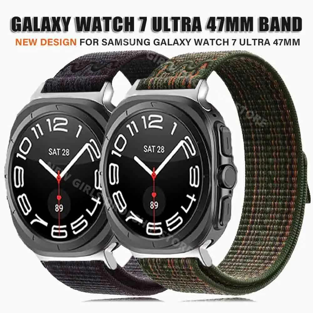 

Ремешок нейлоновый для Samsung Galaxy Watch 7 Ultra 47 мм, спортивный браслет для наручных часов 7 ULTRA 47 мм, аксессуары для часов
