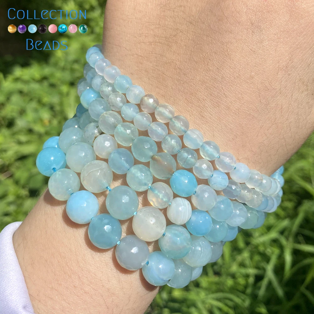 4-10mm Natural Stone Light Blue Volcanic Rock Lava Round Spacer Loose Beads  For DIY Jewelry Making Necklace Bracelet Accessories - AliExpress
