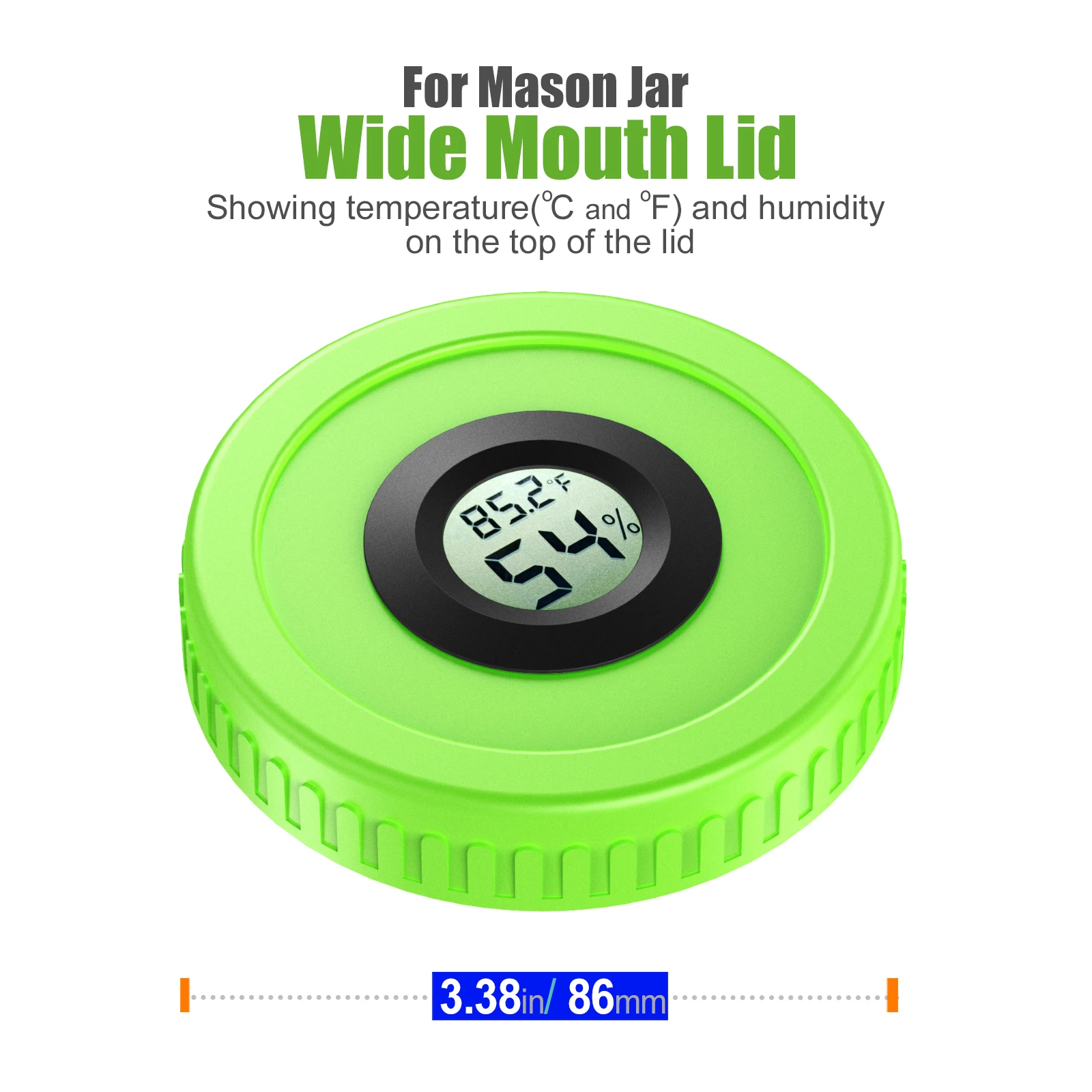 אטום מייסון צנצנת מכסים מובנה סטאש מדדי לחות עשב ריפוי צג מתאים כל כדור רחב פה מייסון צנצנות