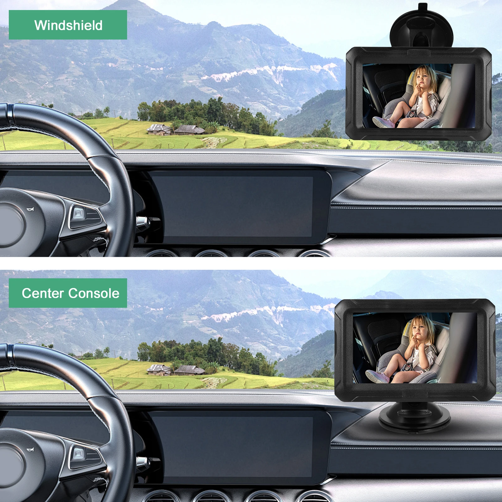 1080P Baby Car Camera, 4.3" Baby Monitor with Night Vision Function and 150° Wide View Angle, 360° Rotatable Rear Facing Seat Mi