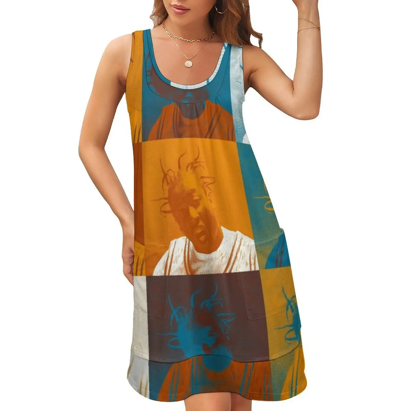 

Платье-двойка женское с U-образным вырезом, без рукавов