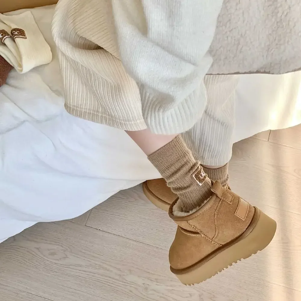 Snow Boot Socks Women Winter Knitted Mid-Tube Socks