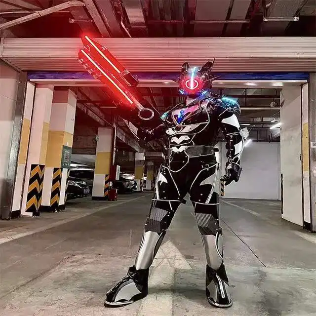 

Модный светодиодный костюм холодсветильник для мужчин и женщин, технология gogo future warrior armor bar, флуоресцентная светящаяся одежда для вечерние