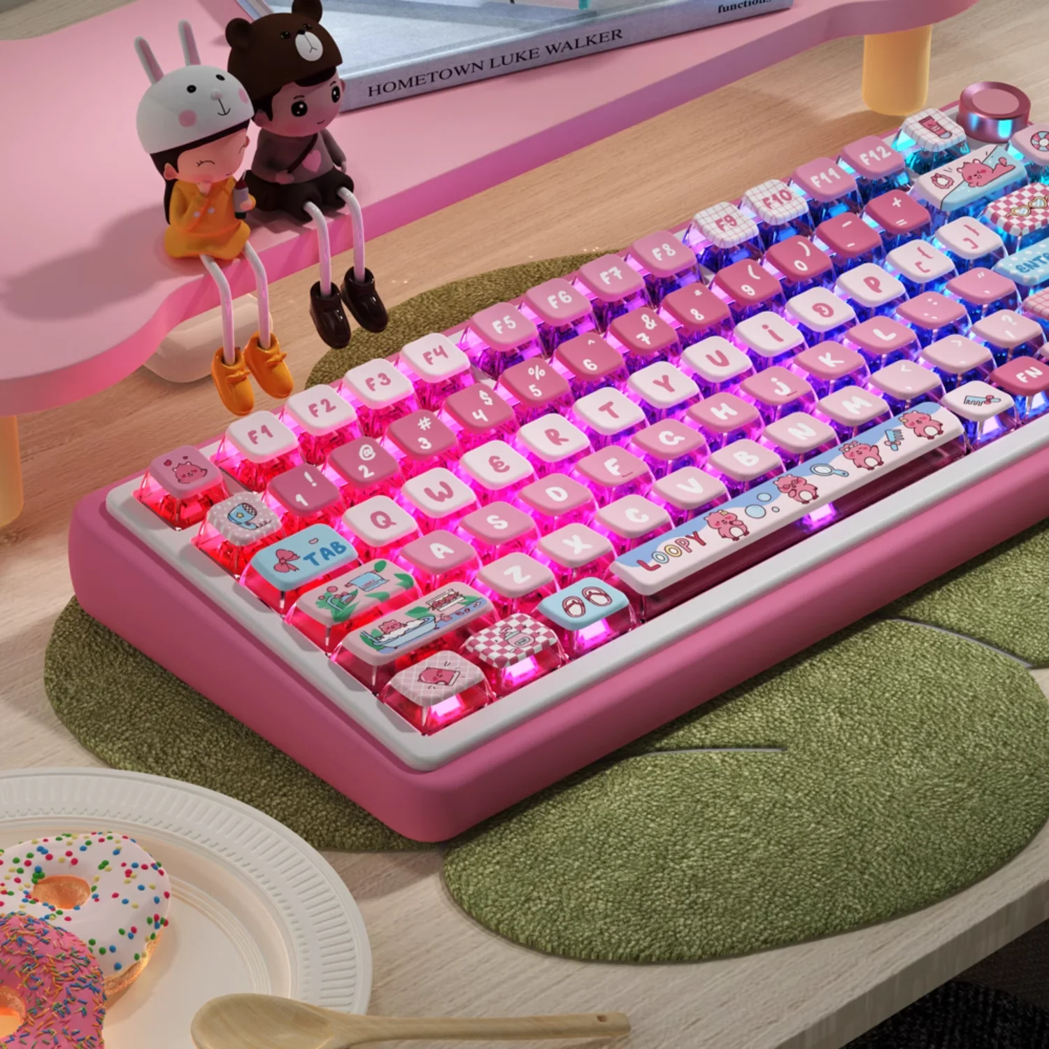 

Ruby ASA Keycaps PBT+PC 122 Keys DIY Cute Pink for 60/80/87/98/104/108 Mechanical Keyboards