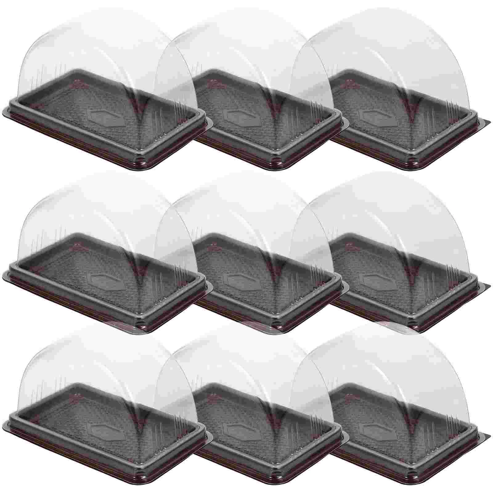 50Pcs Cake Packaging Box Disposable Food Container Plastic Tray Transparent Box Kitchen Dining Bar Takeaway Containers Storage