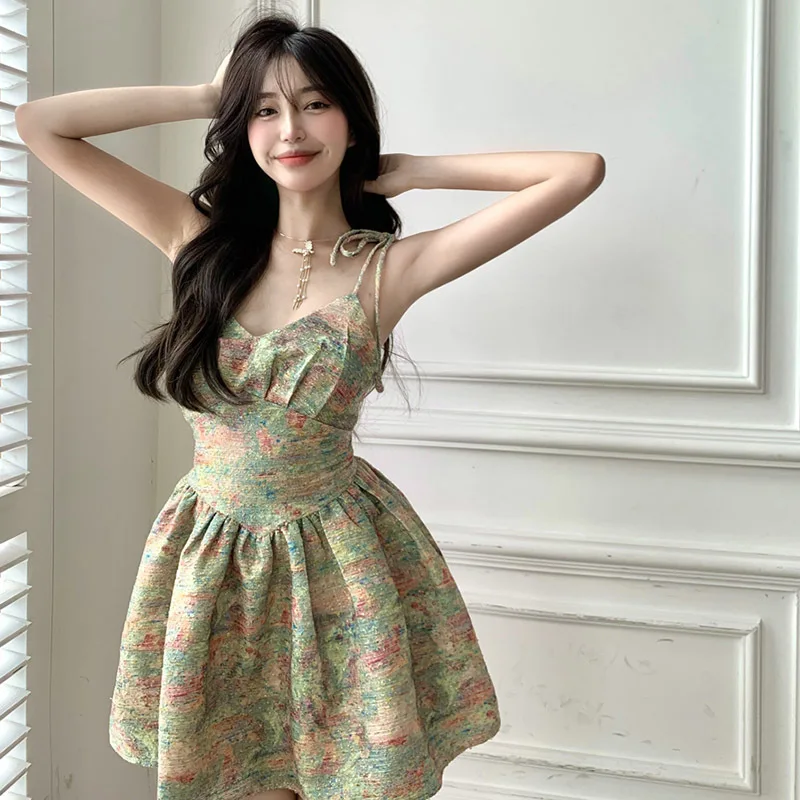 

Summer 2023 New Short Dress Sexy Floral Strap Dress A66