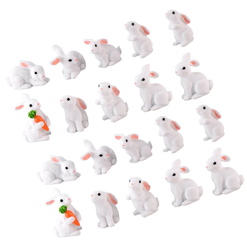 

20 Pcs Dining Table Decor Rabbit Micro Landscape Statuette Resin Craft Ornament Model Child