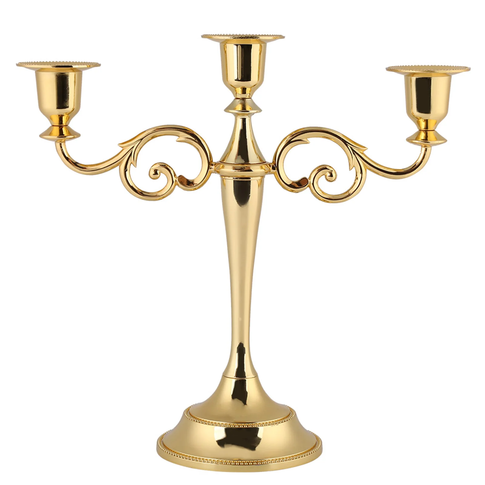 

3 Arms Metal Candle Holder European Style Gold Silver Candlestick Ornaments Wedding Party Home Decoration