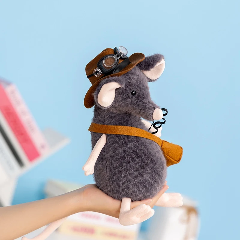 Grey Plush Mouse Toy with Accessories for Kids