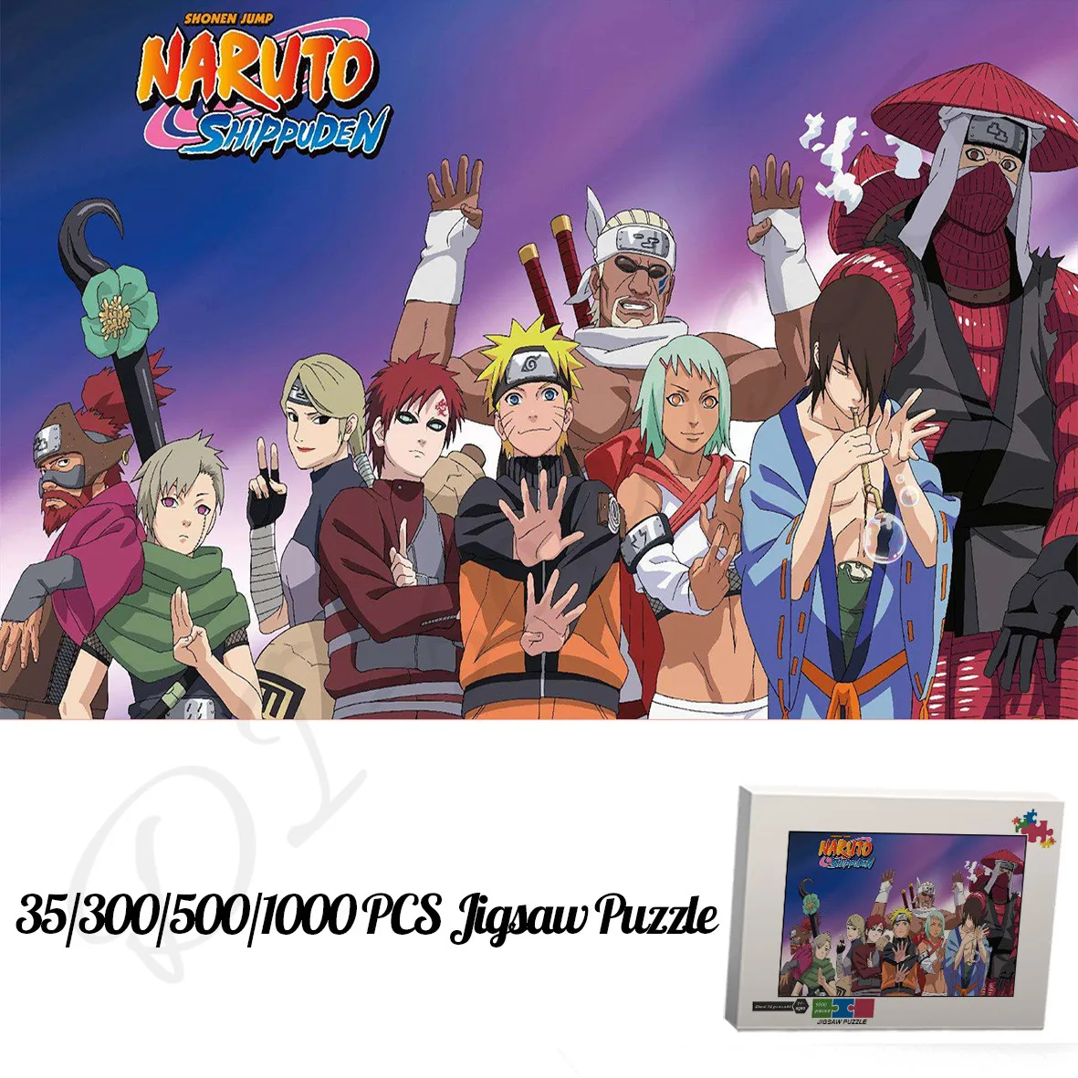 

Коллекция пазлов «Наруто» с полными персонажами, пазлы-полоски из аниме удзумаки Наруто 300, 500, 1000 шт., деревянные пазлы, развивающая игрушка