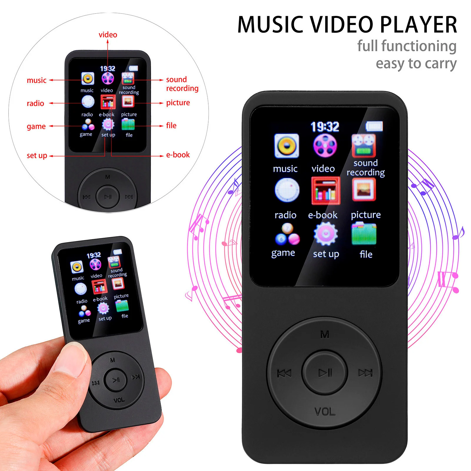 MP3 MP4 Players Portable HIFI Music Player With FM Transmitters Built