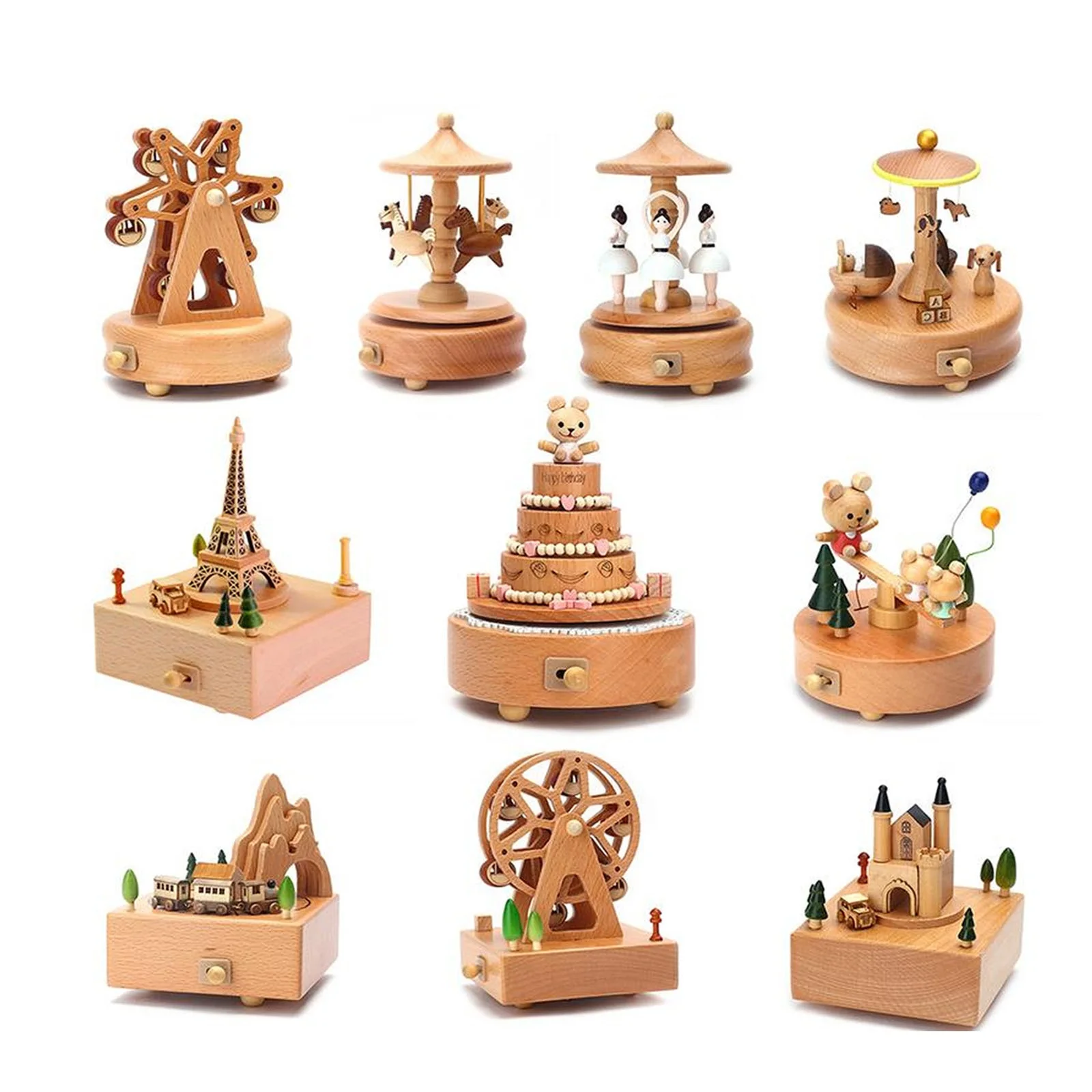 Carousel Music Box Music Box Elegant Wooden Music Box Castle Carousel Musical Box Birthday Christmas Gift Home Decor Accessories