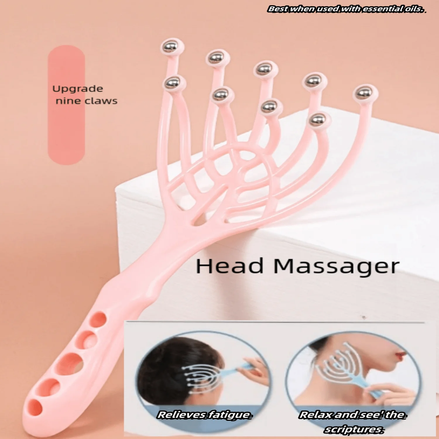 Nine-Claw Head Massager Scalp Ball Manual Massage Hair Therapy Relaxation Decompression Scratch Comb Artifact