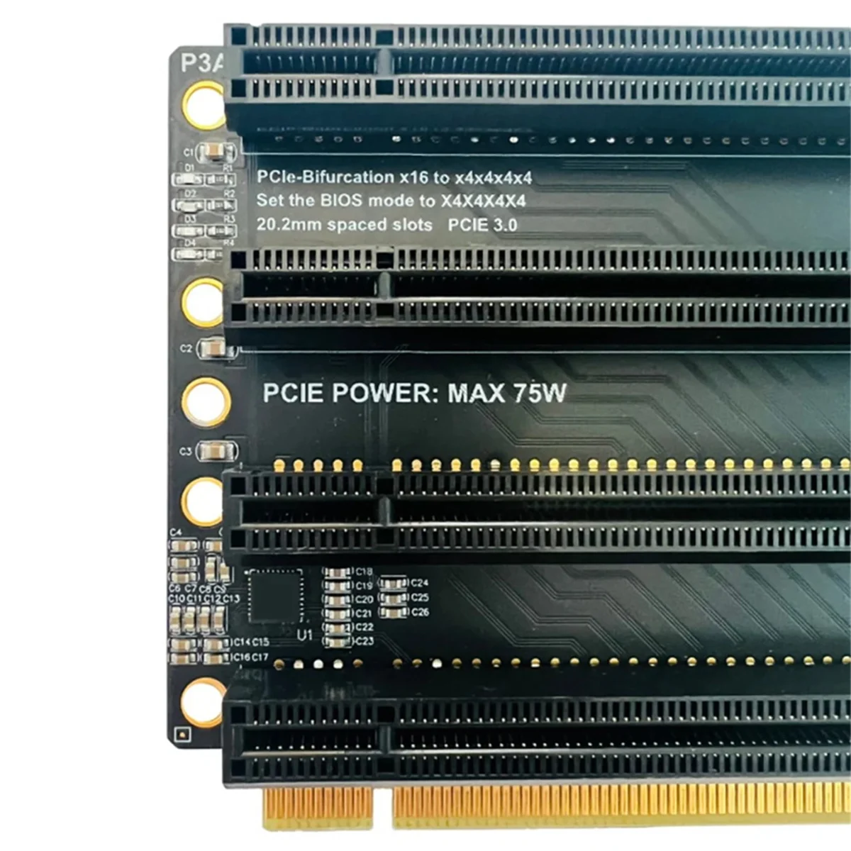 

PCIe-bifurкация X16 до X4X4X4X4 Плата расширения PCI-E Gen3 3,0 X16 от 1 до 4 портов раздельный адаптер карта SATA порт питания ПК