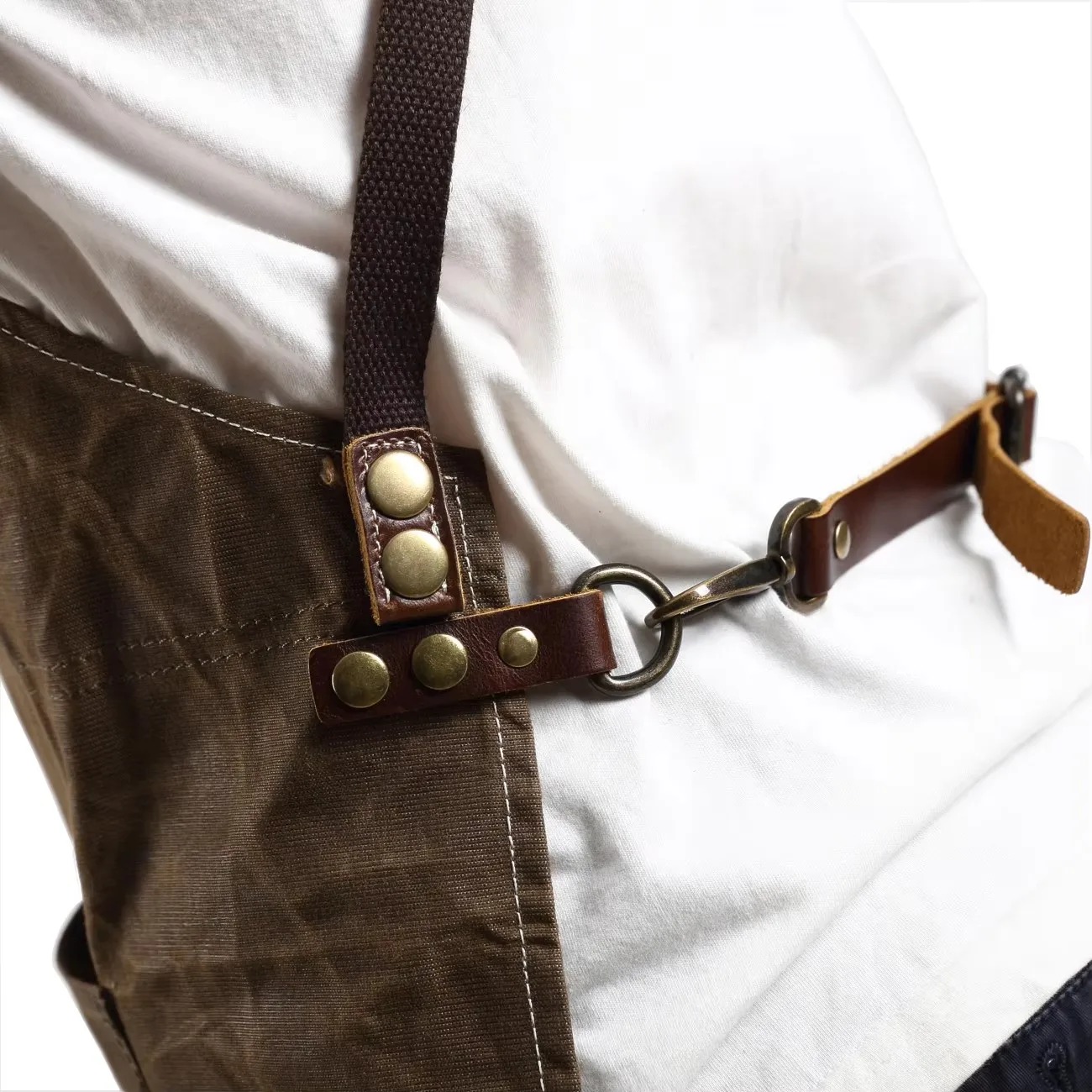 A015 Tool Apron Oil Wax Canvas With Leather Apron Gardening Aprons Tool Barbecue Barber Carpenter Painter Repairman's clothes 6