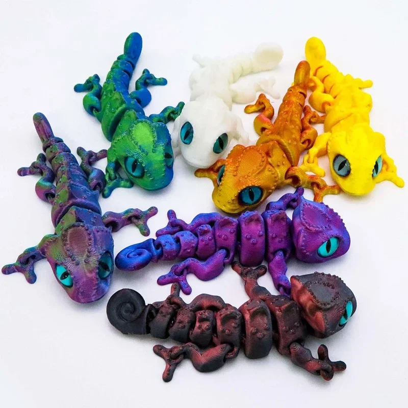 New 3D Printing Chameleon Figures Multi-joint Movable Simulation Eyes for Home Accessories Kids Gift Room Decoration 3d Принтер