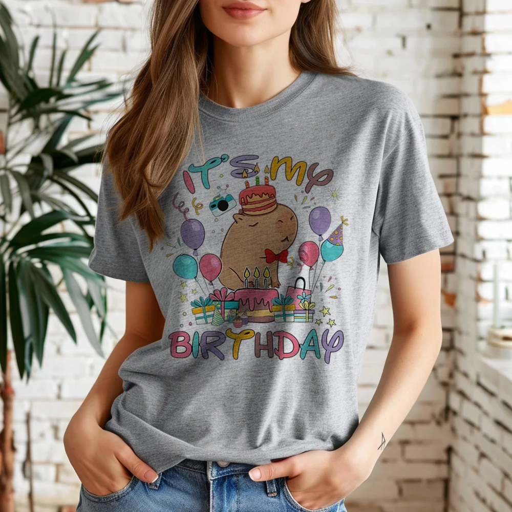 

Capybara t shirt women summer manga t-shirts girl graphic harajuku comic clothes