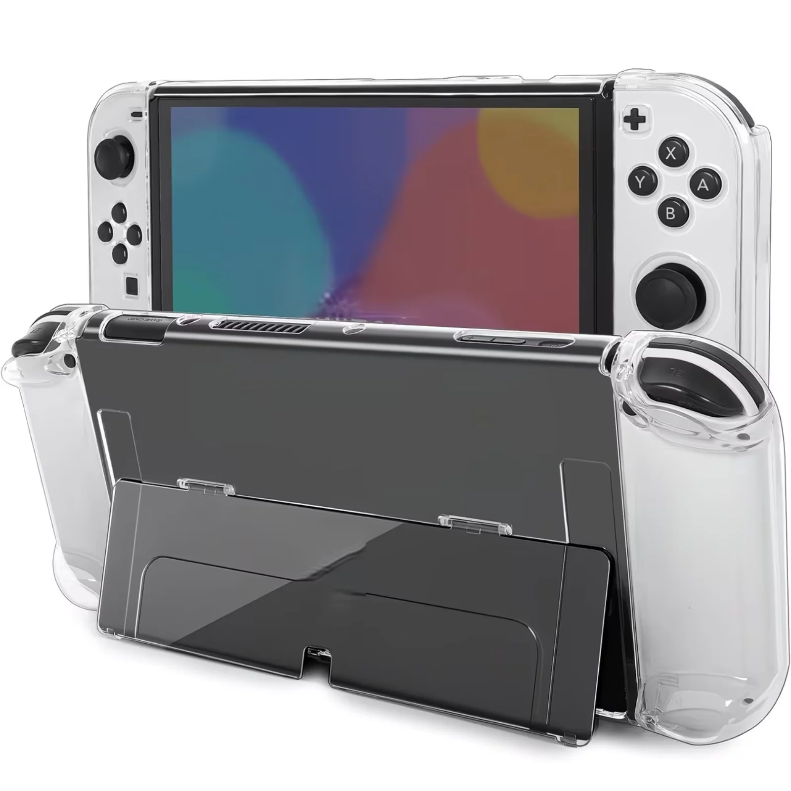 Switch OLED Crystal Case with Built-in Stand - Premium Protective Game Accessory