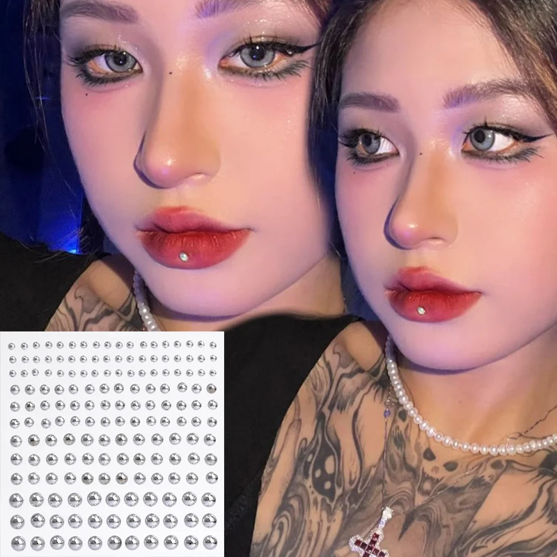 Face Gems Fake Piercings Set – 495 Strasssteine, 3–6 Mm, Für Gesicht & Körper, Inkl. Pinzette