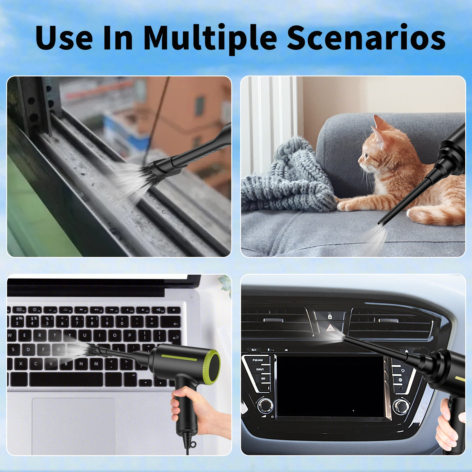 Espanador de ar Comprimido Elétrico Ventilador de ar Limpador para Teclado Computador pc Secador de Cabelo Bomba para Insufláveis 500w - Imagem 6