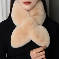 Faux Rex Rabbit Fur Scarf Male Female Winter Thickened Warm Double-sided Neck Cover Neck Protection Faux Fur Plush Scarf 2