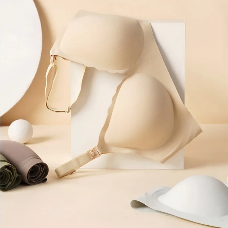 Front Open Nursing Bra Maternity Jelly Gel Laser Cutting Seamless Underwear Ultra Thin Breastfeeding Bra For Pregnant Women 4