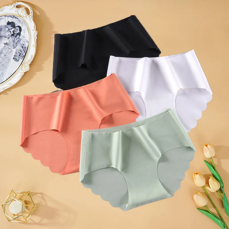 Mutandine Senza Cuciture Intimo Donna Di Seta Tinta Unita Lady Ruffle Mutande Ragazze Mutandine Invisibili Slip Sexy Lingerie