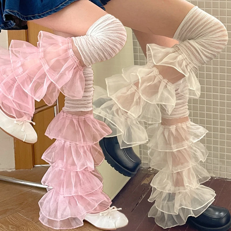 

1Pair Girl Sweet Lace Ruffles Leg Socks Japanese Sexy Women Over The Knee Leg Cover Punk Y2K Harajuku Leg Warmers JK Accessories