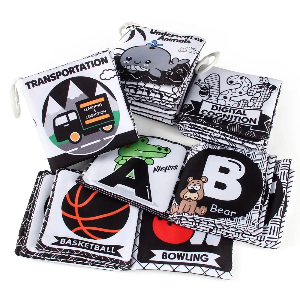 Baby Clothes Book Soft Black and White High Contrast Visual Stimulation Book Toddler Early Learning Educational Book Sensory Toy 2
