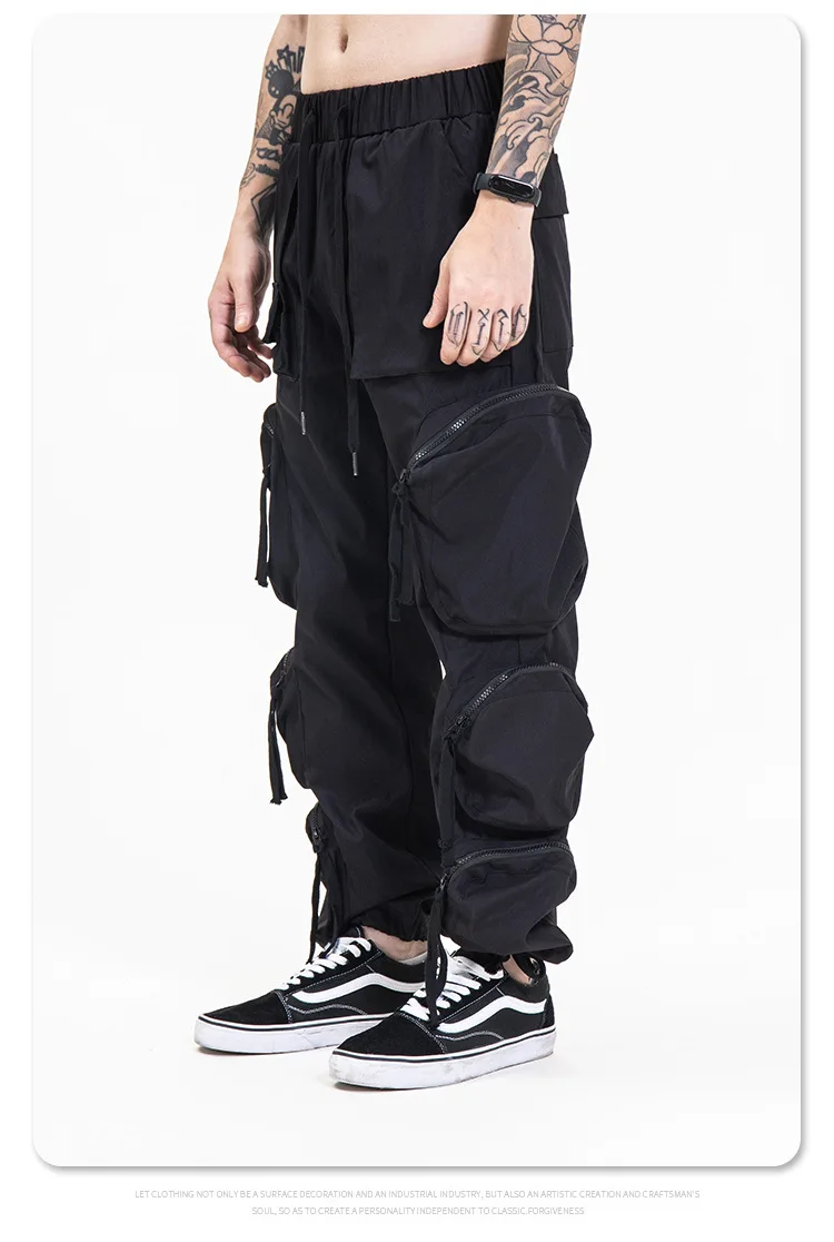 Description Picture 6 of itemHKSH Men's Tide Streetwear Fashion Multi Pockets High Street Functional Casual Overalls Autumn Winter Tactical Chic Pants HK0412