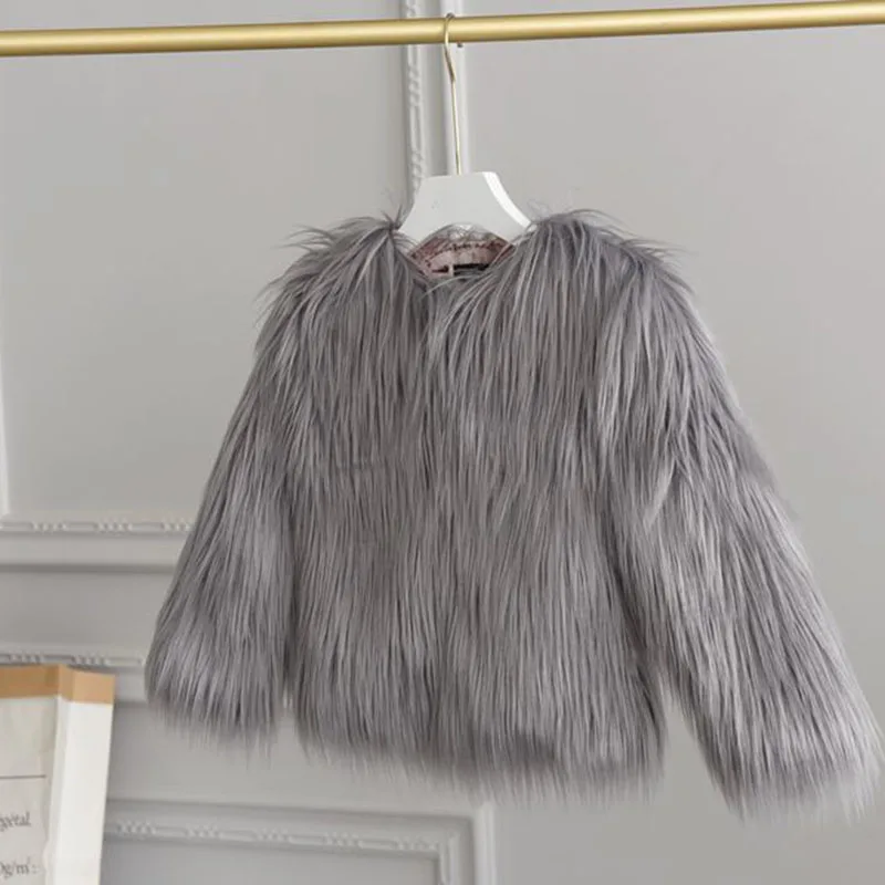 Winter Girls Faux Fur Coat Cotton Padded Thicking Baby Girls Jacket Fur Baby Girl Clothes Warm Winter Parka Outerwear