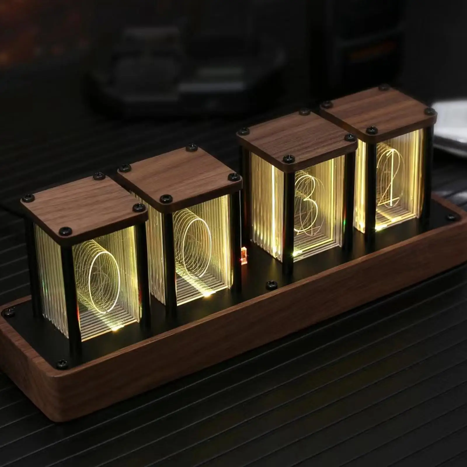 LED Digital Desk Nixie Clock – Mini Vintage Glow Tube Clock, USB Type-C Powered, For Z568M/Z5680M Tubes (Tube Not Included)