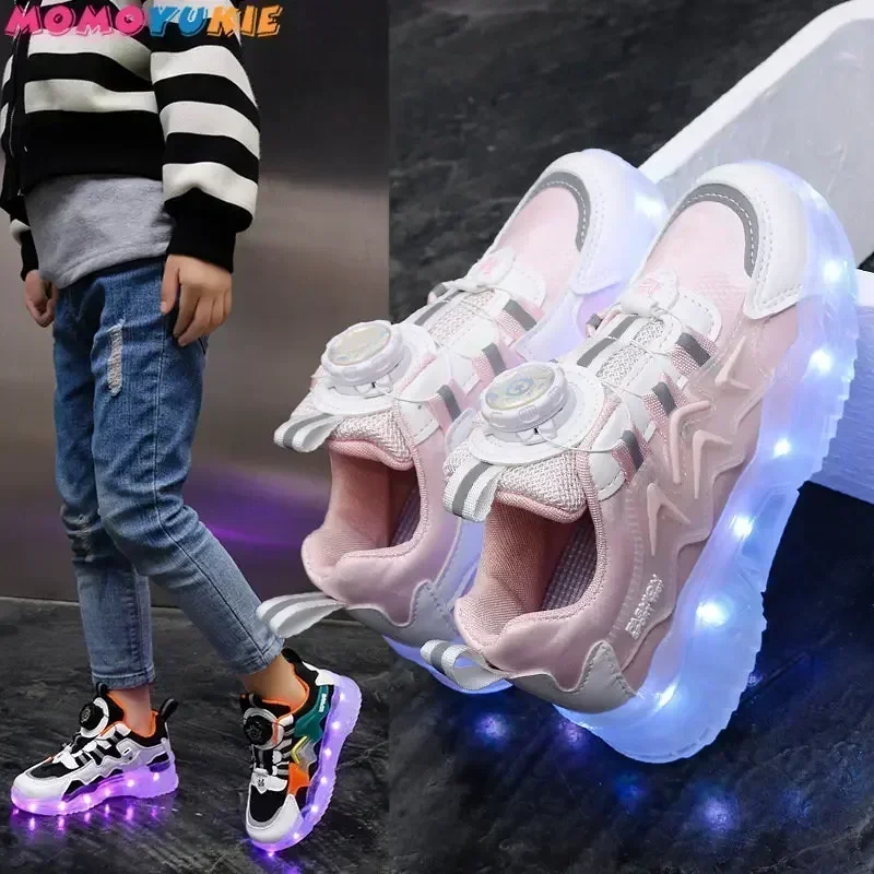 어린이용 LED 신발, USB 충전 스니커즈, 야외 스포츠 신발, 남아용 야광 신발, 2023 빛나는 스니커즈, 어린이 패션