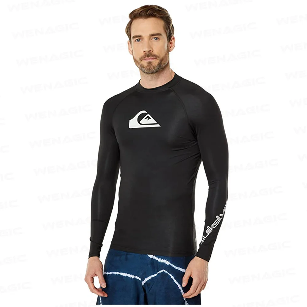 2023 Men's Anti-UV Surf Shirt Long Sleeve Swimwear Breathable Quick-Drying Swimming T-Shirt Summer Beachwear Rash Guards Surfing