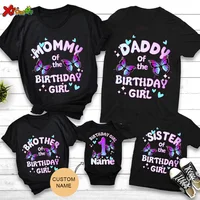 Girls Butterfly Birthday Family Matching Outfits Party Custom Name Toddler Shirt 6 Years Old Girl Outfit Familia Outfit T Shirts 1