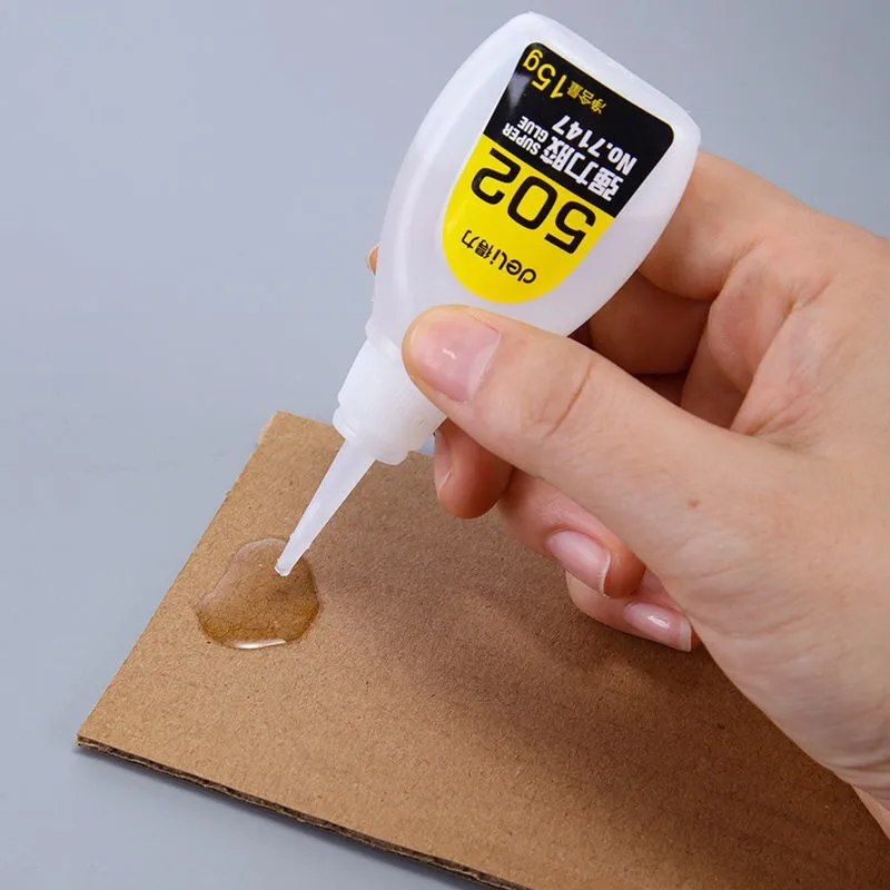 델리 15g 502 슈퍼 액체 접착제 인스턴트 빠른 건조 Cyanoacrylate 접착제 강한 본드 가죽 고무 유리 금속 홈 오피스 공급