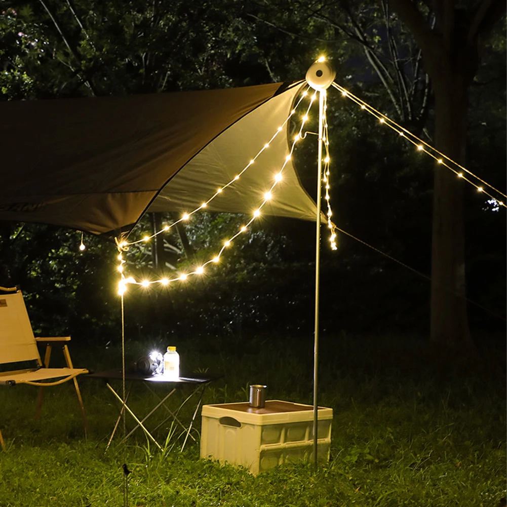 Guirxiété lumineuse de camping portable, lampes de camping rechargeables USB rétractables, lampe de poche d'urgence étanche, tente, fournitures