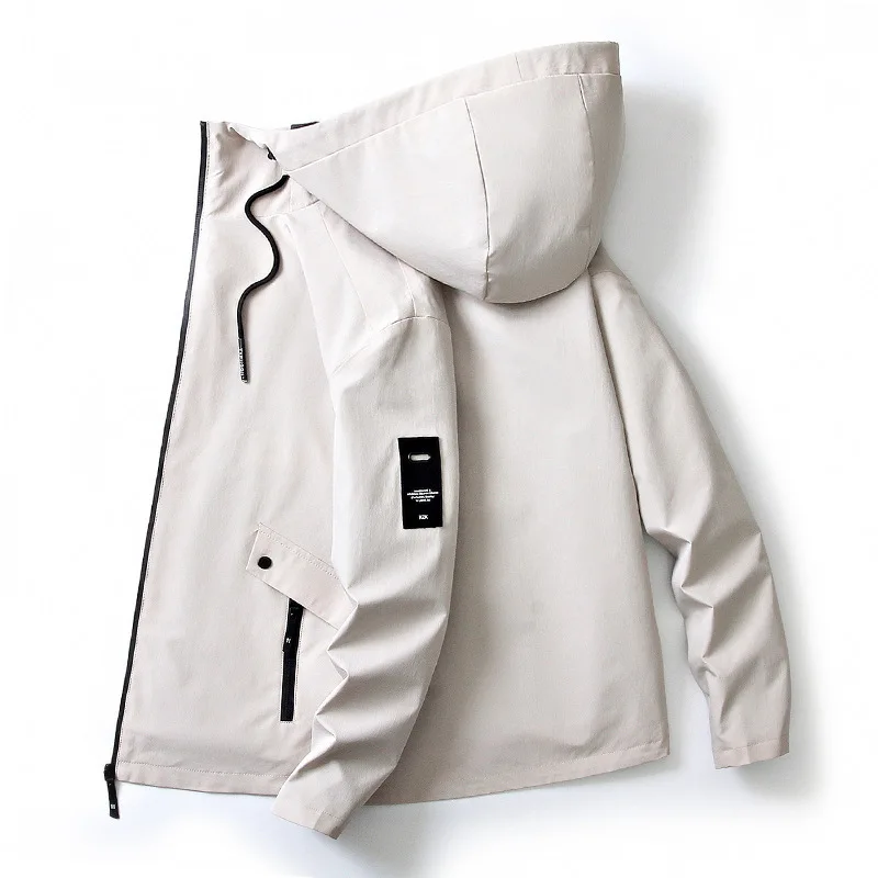 Spring Autumn Jacket Men Outdoor Casual Thin Hooded Collar Windbreaker Coat Men Solid Color Leisure Jacket Men Clothing M-4XL_voghion.com