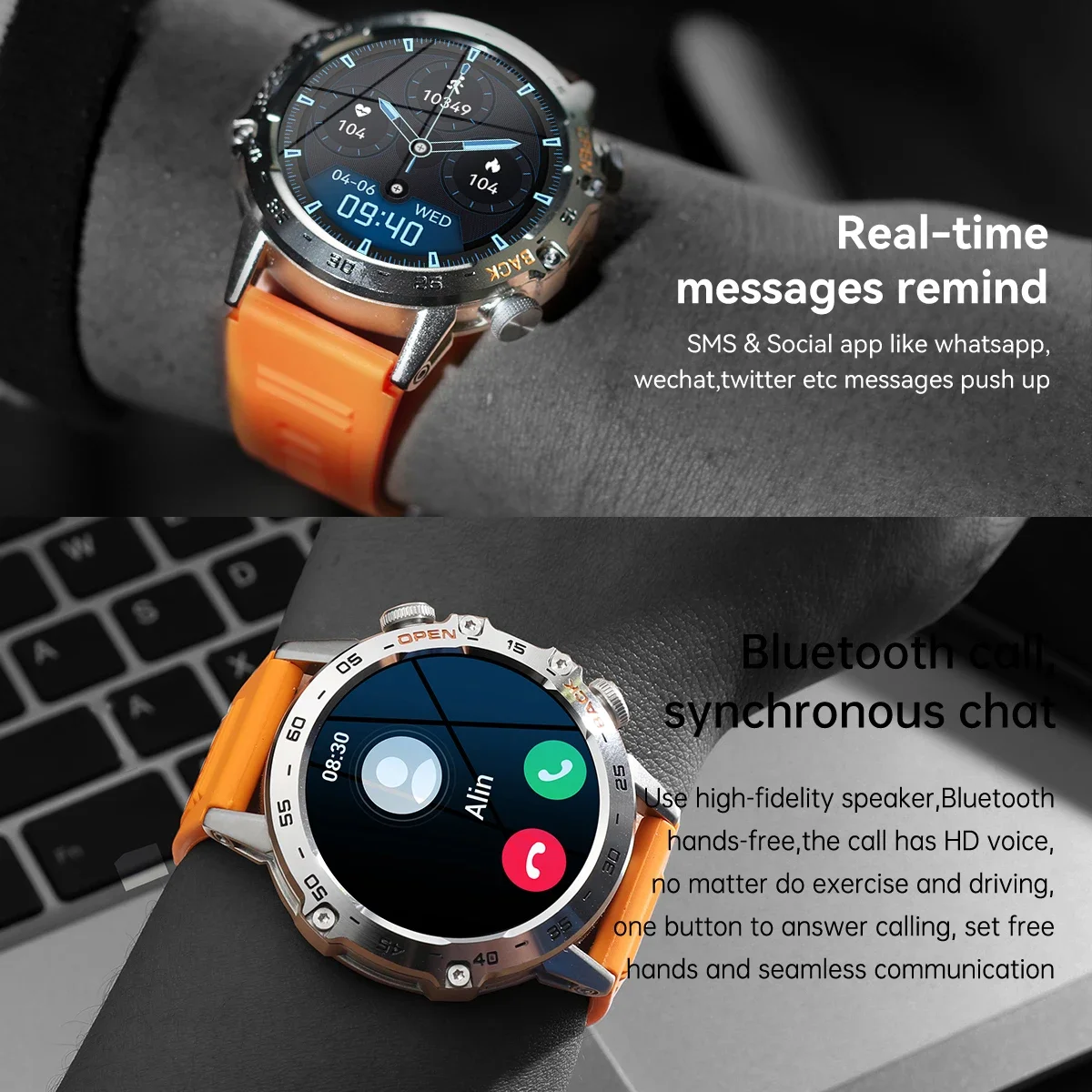 Canmixs Smart watch for men 400mAh waterproof Bluetooth Call Fitness Smartwatch Men Heart Rate Blood Oxygen Monitor For Android