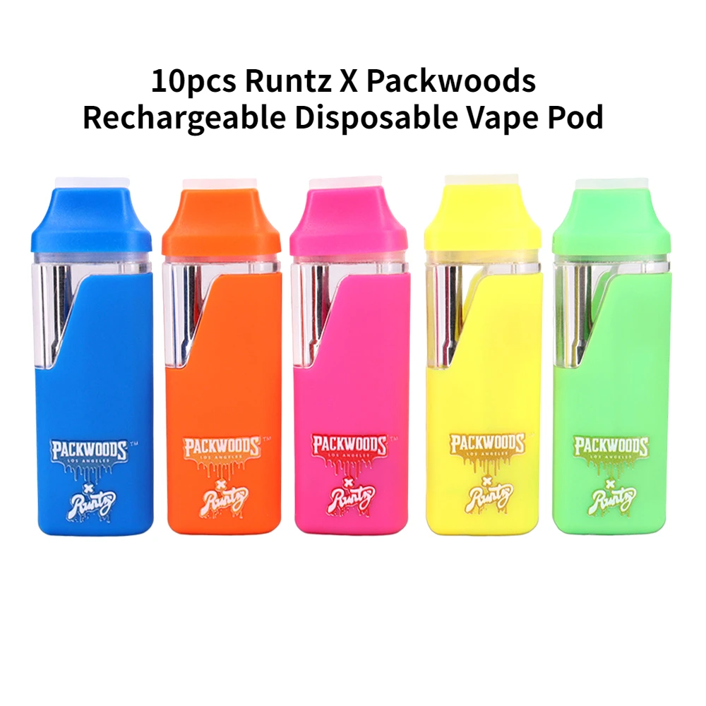 

10pcs E Cigarettes Runtz X Packwoods Vape Pen Pod 380mAh Rechargeable Battery Disposable 1ml Empty Pods With Drawer Box Packing
