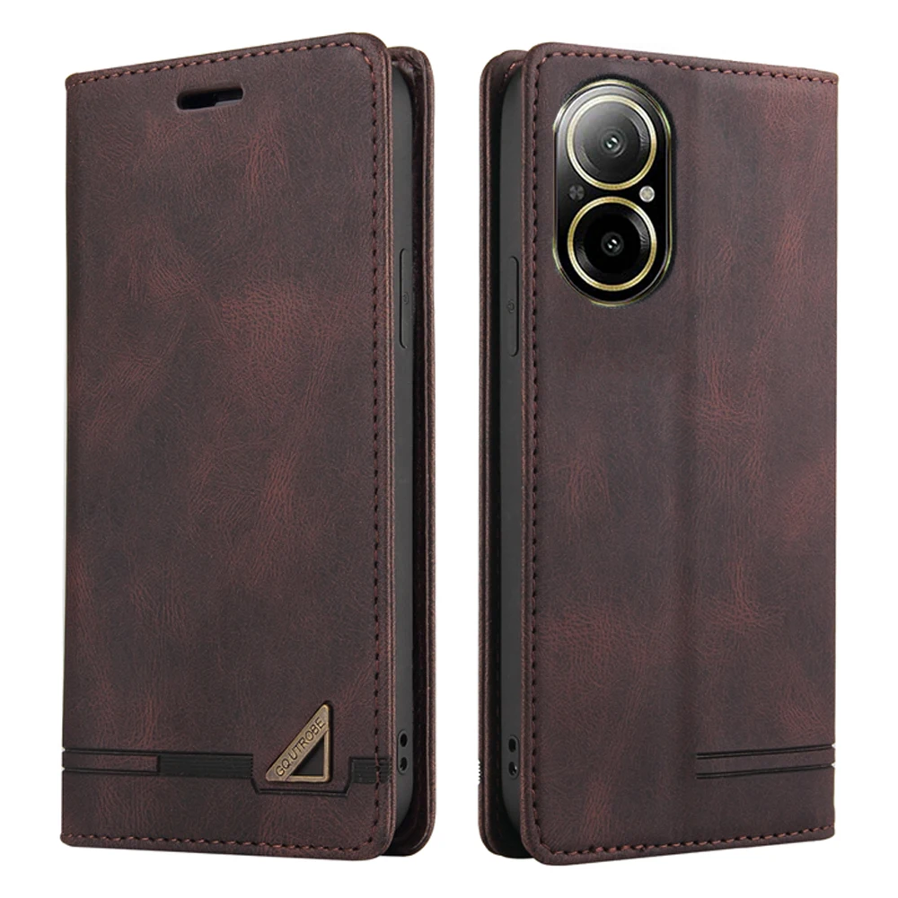 Leather Flip Case with Magnetic Closure and RFID Protection