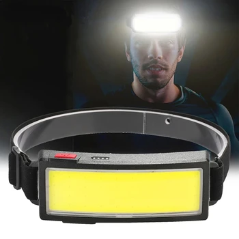 USB 충전식 LED COB 헤드 램프, 다기능 헤드 손전등, 내장 배터리, 비상 캠핑 낚시 등반 랜턴