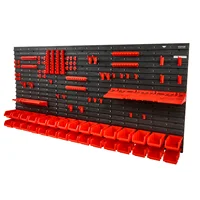 VEVOR Wall Mounted Storage Bins, 30-Bin Parts Rack Organizer Garage Shop Tool with Wall Panels/Tool Holders/Hooks,Tool Organizer 1