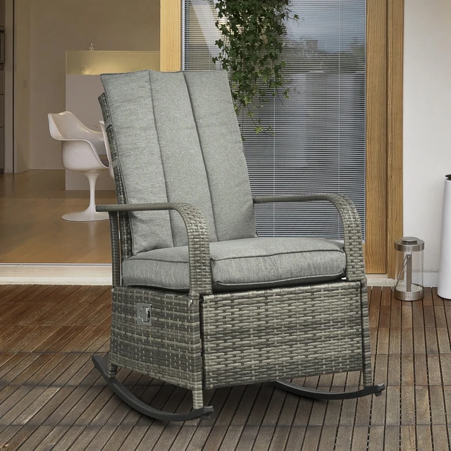 Outsunny Patio Wicker Recliner Chair With Footrest, Outdoor Pe