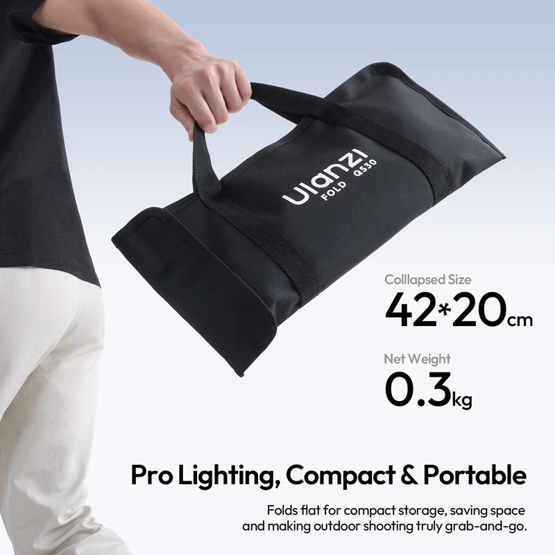 울란지 FOLD QS30 퀵 릴리즈 옥타곤 소프트박스 30cm 미니 보웬스 마운트 COB 비디오 조명용 경량 & 접이식 소프트박스