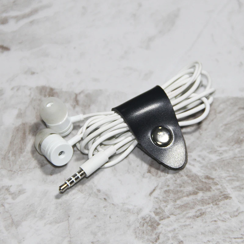 Leather Cord Winder Straps Headphone Cable Charging Cable Storage Holder Desktop Data Cable Organizers