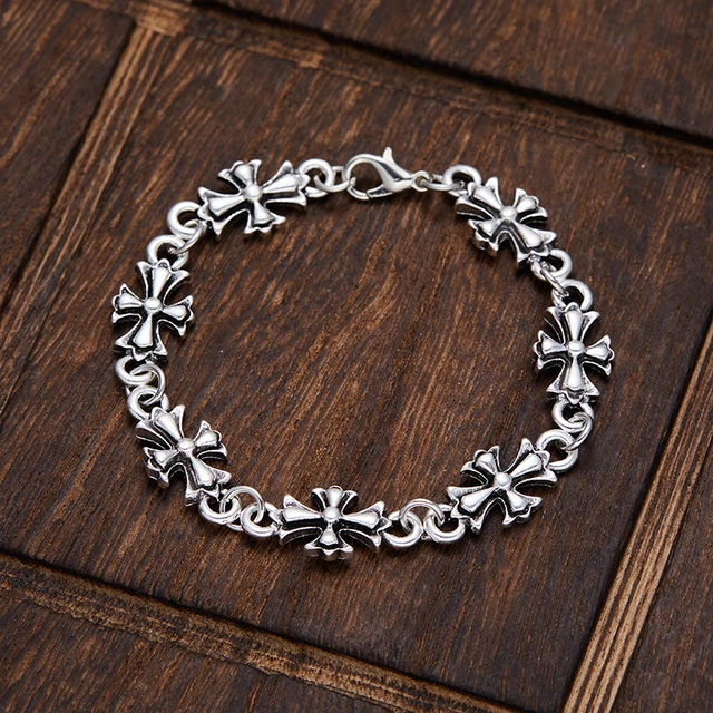 1pc Gothic Style Cross Men's Floral Pattern Bracelet Suitable for Daily and Party Wear, Birthday and Holiday Gift Jewelry 3